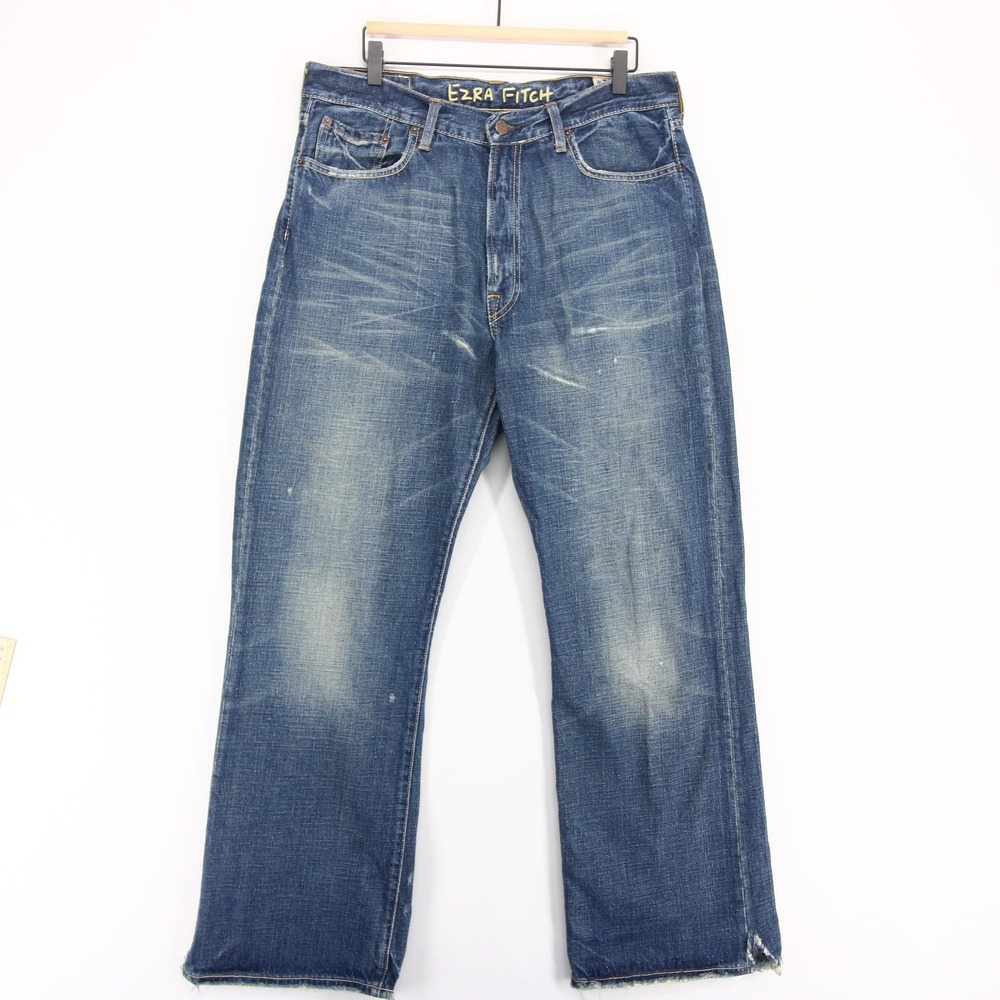 Vintage Ezra Fitch Jeans Mens 33x32 Blue Bootcut Distressed Y2K Grunge